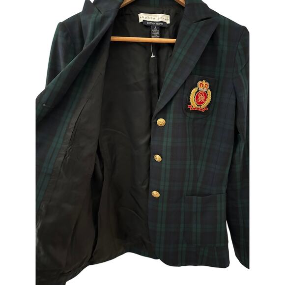 Andrea Behar x Boston Proper Chest‎ Emblem Chest Tartan Plaid Blazer Size 8 - Picture 4 of 9